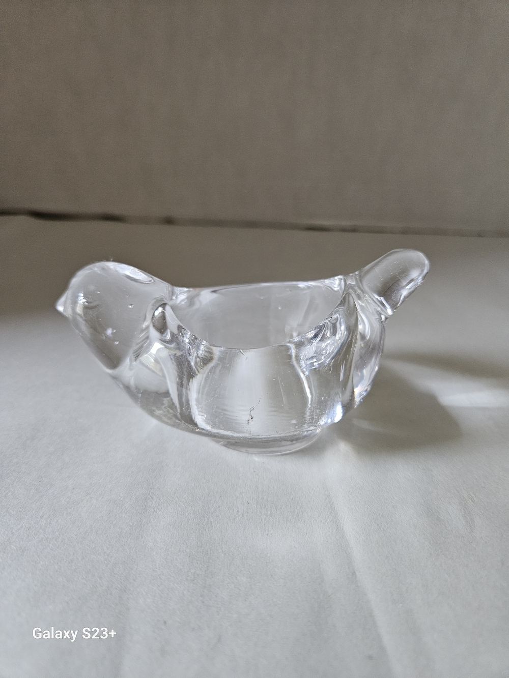 Clear Glass Bird Figurine Decorative Candle Holder